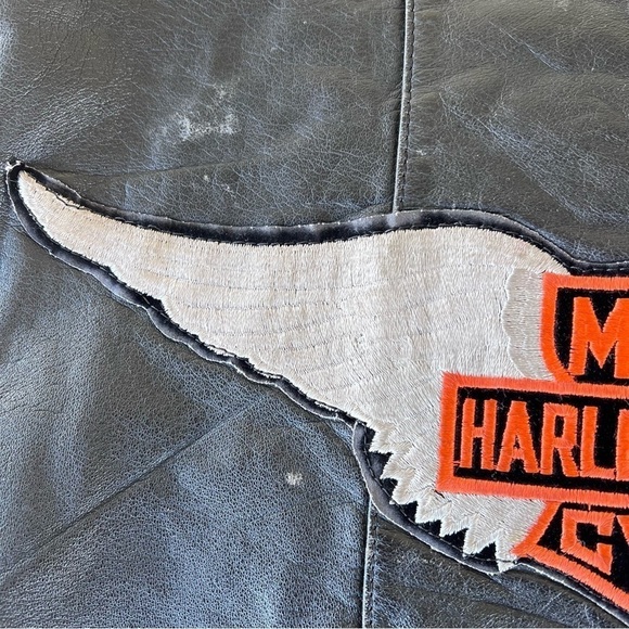 VTG 80s CHIA Distressed Leather Biker Vest Harley Davidson Eagle Patch Korea Med - Picture 11 of 16